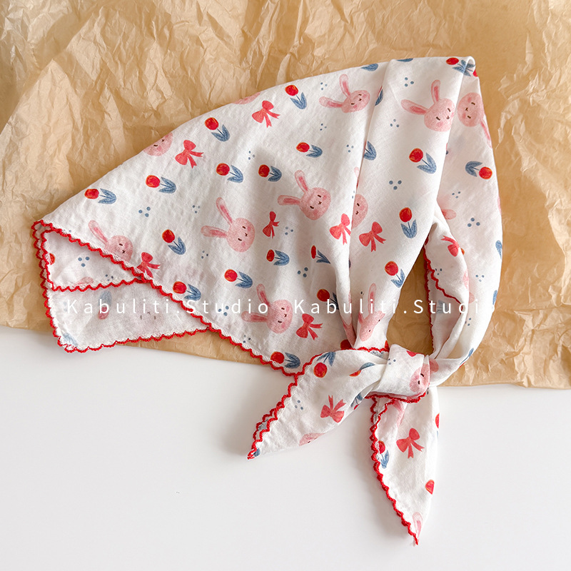 Head Wrap Turban - コットンリネンスクエアスカーフ 58cm 花柄プリント 高品質 ソフトで軽量 首の保護
