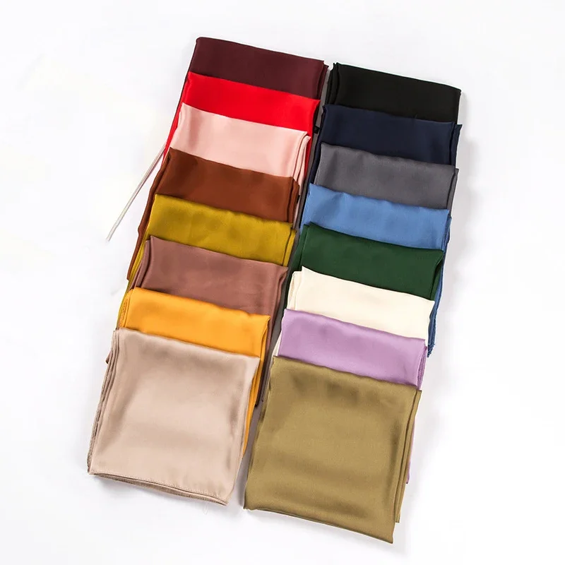 Scarf Silk Square - サテンスカーフ レディース 70cm 無地 スムースな表面 ヘッドスカーフ