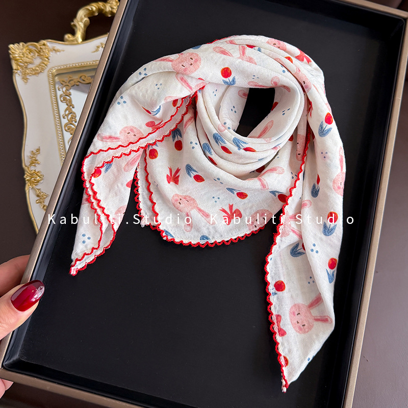 コットンリネンスクエアスカーフ 58cm 花柄プリント 高品 - Head Wrap Turban のレビューと価格
