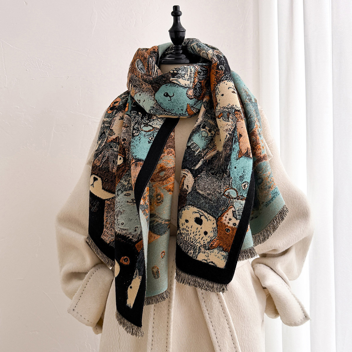 女性用イミテーションカシミヤスカーフ 厚手で暖かいショール  - Pashmina Wrap Large のレビューと価格