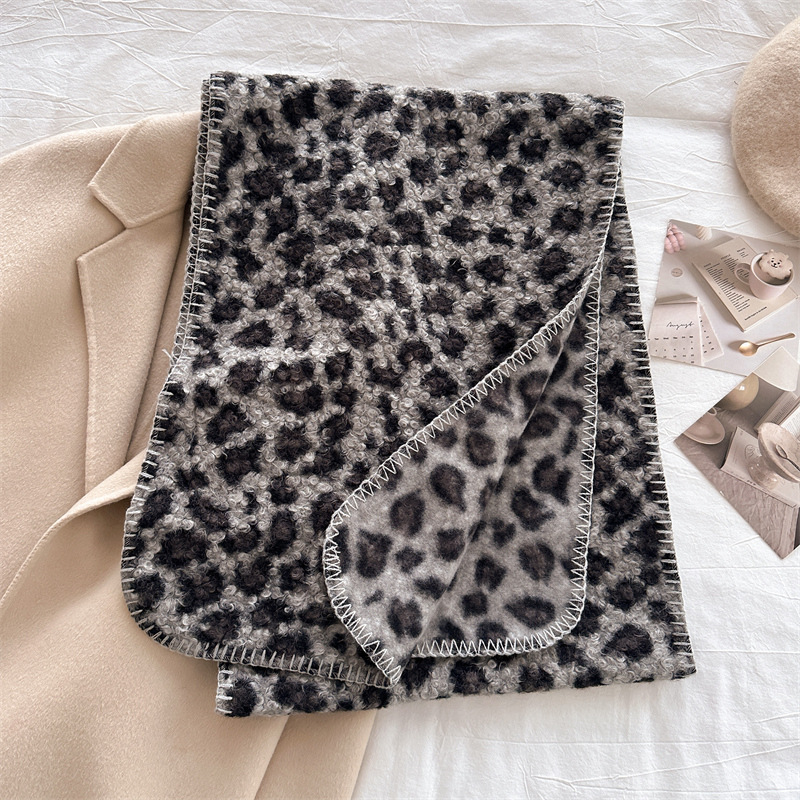 秋冬ヒョウ柄スカーフ女性高級防風暖かいシシンナスパシュミナシ - Woven Scarf Blanket のレビューと価格