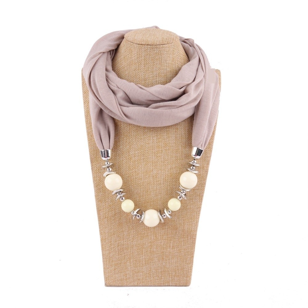 新しいシフォンスカーフ ビーズ付き無地インフィニティスカーフ - Infinity Scarf Knit のレビューと価格