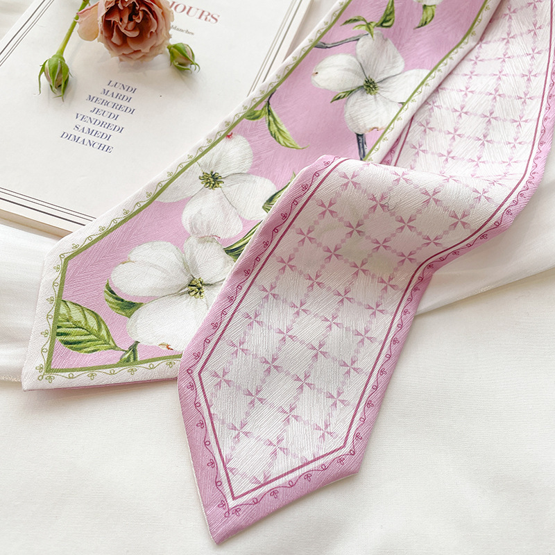 韓国シルクサテンロングスカーフ レディース クリーンダブルフ - Silk Neck Scarf のレビューと価格