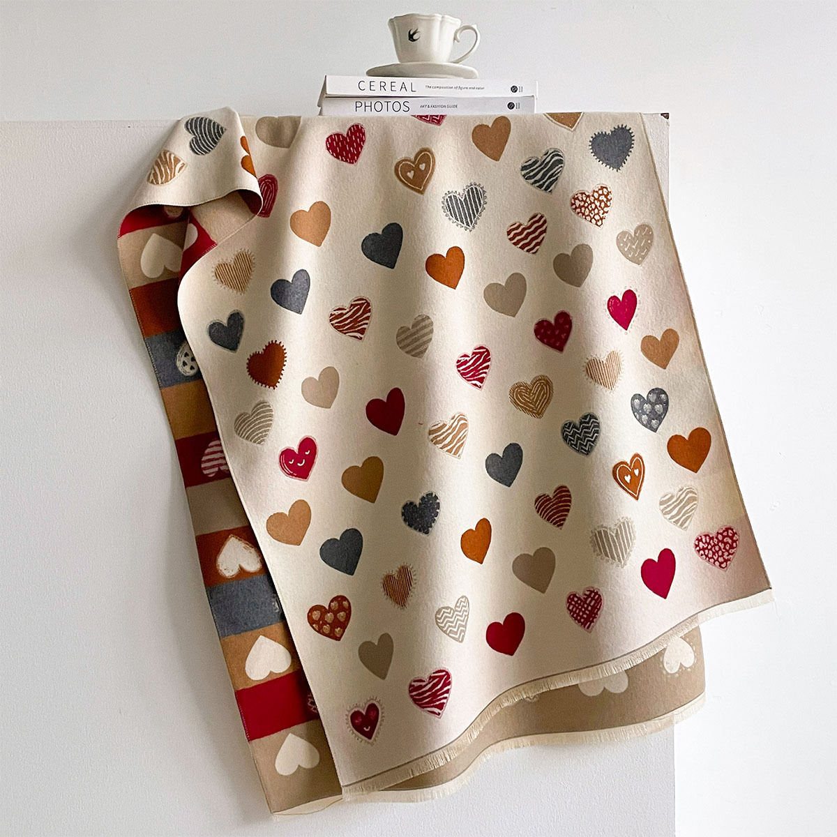 女性用イミテーションカシミヤスカーフ フリンジ付き 厚手 暖 - Pashmina Wrap Large のレビューと価格