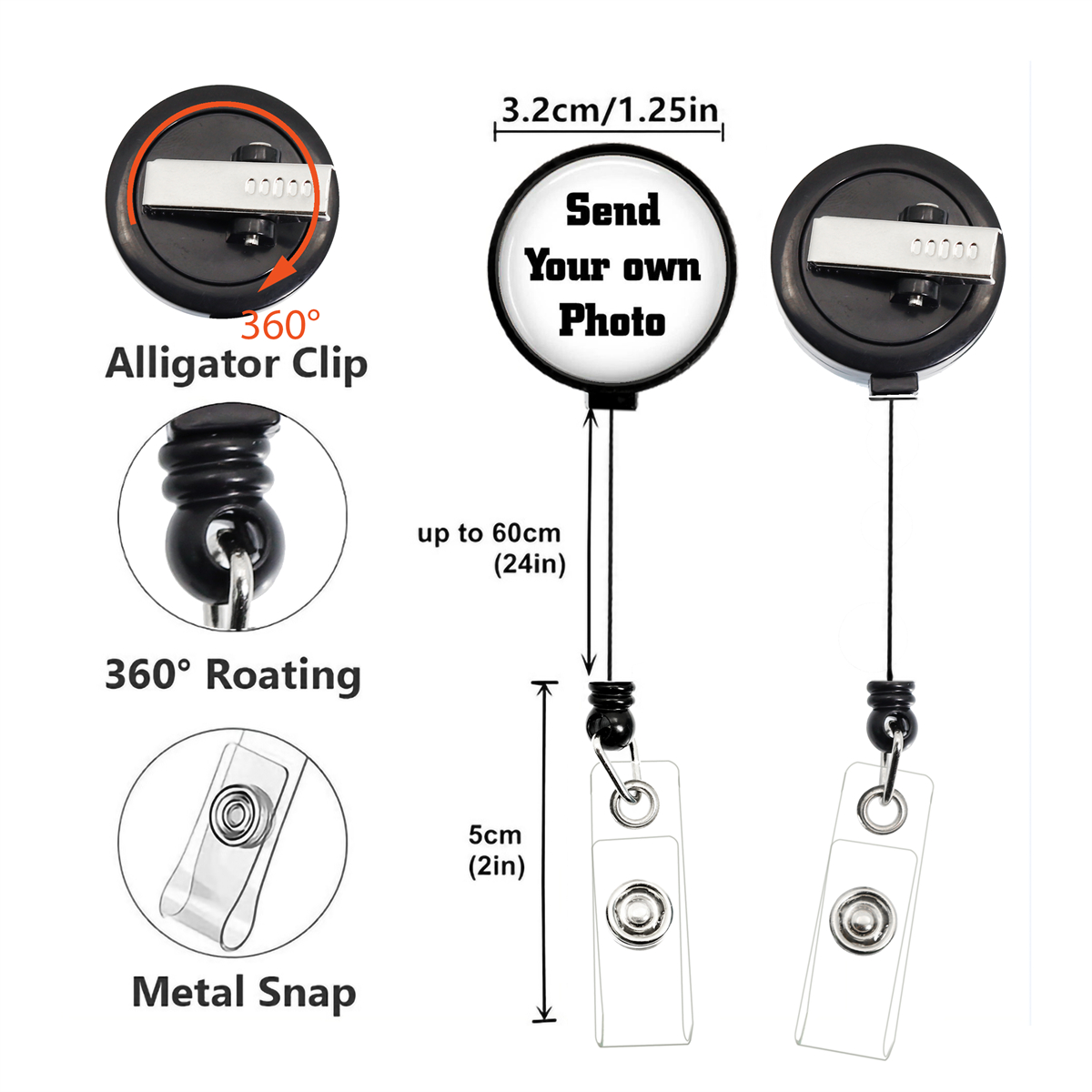 パーソナライズされた発光30mm画像ロゴ入りリール式バッジホ - Lanyard Badge Holder のレビューと価格