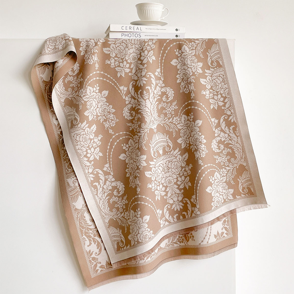 イミテーションカシミヤフリンジ付きスカーフ 女性用 厚手 暖 - Pashmina Wrap Large のレビューと価格