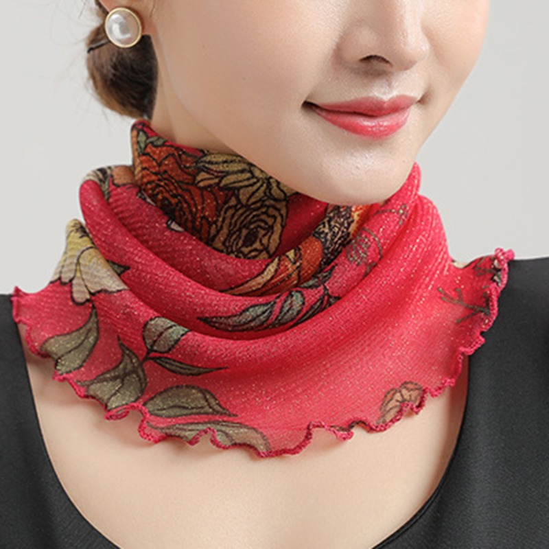 春夏シフォンネック襟スカーフ女性ヘッド薄い日焼け止めさまざま - Ascot Neck Scarf のレビューと価格