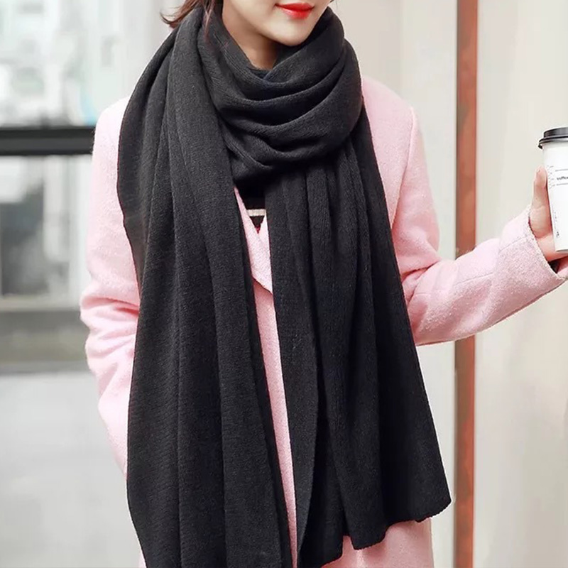 無地のイミテーションカシミヤニットスカーフ、男女兼用、多用途 - Muffler Men Wool のレビューと価格
