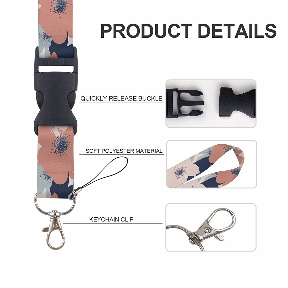 花の中に小さな動物が描かれたプリントリボン ランヤード キー - Lanyard Badge Holder のレビューと価格